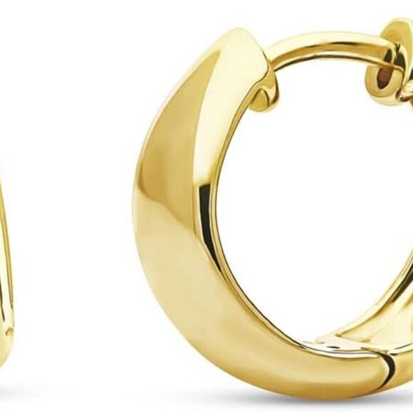 Sterling Silver CZ Dome Hoop Earrings Women Small Gold Flashed Huggie Jewelry - Picture 2 of 9